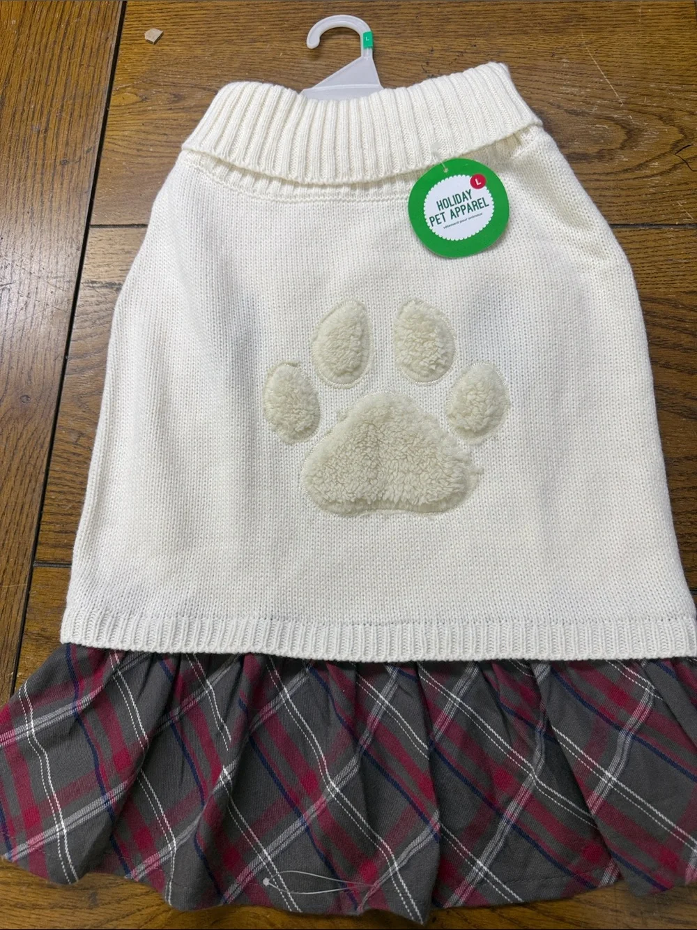 Cream Paw Knit Dog Dress